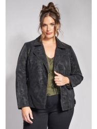 biker τζάκετ με λοξό φερμουάρ από suede με νερά