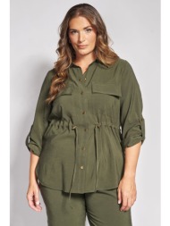 overshirt πουκαμίσα twill με ρυθμιζόμενο κορδόνι - χακί