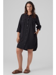 σεμιζιέ μίνι φόρεμα tencel με τσεπάκια vero moda - μαύρο