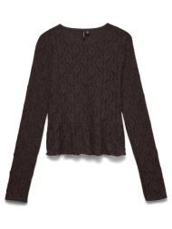 μπλούζα δαντέλα με πέπλουμ vero moda - καφέ