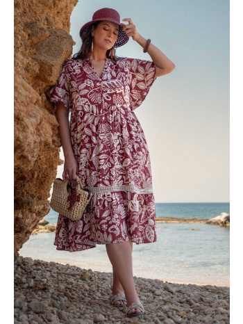boho φόρεμα εμπριμέ botanical με βολάν - εκάι σε προσφορά