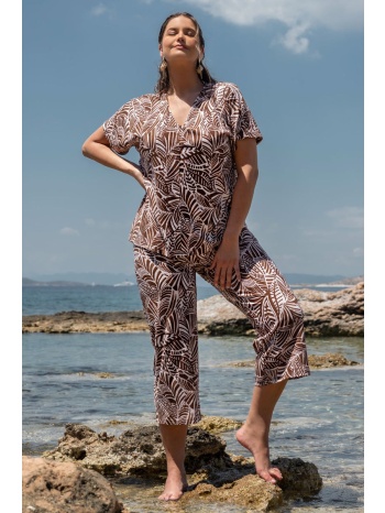 παντελόνα ελαστική σε botanical print - εκρού σε προσφορά
