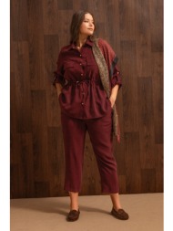 ψηλόμεσο παντελόνι twill - μπορντω