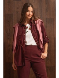 overshirt πουκαμίσα twill με ρυθμιζόμενο κορδόνι - μπορντω