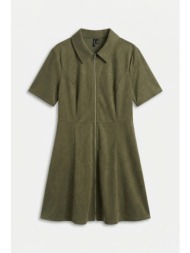 μίνι φόρεμα με φερμουάρ vero moda - χακί
