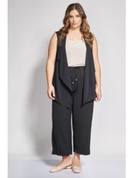 cropped παντελόνα με ανάγλυφη υφή washed - μαύρο