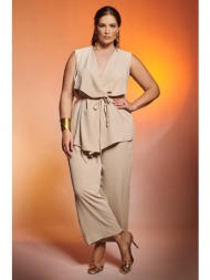 cropped παντελόνα με ανάγλυφη υφή washed - μπεζ