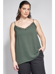top lingerie με τιράντες και λεπτομέρεια δαντέλας - χακί