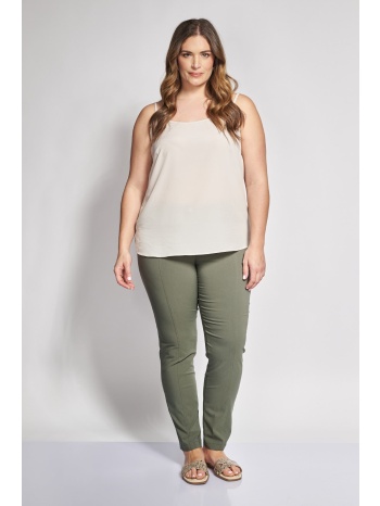 ελαστικό παντελόνι slim fit με λάστιχο στη μέση - λαδί σε προσφορά