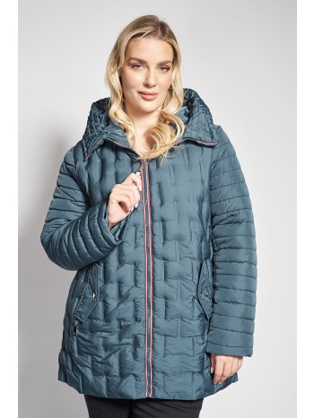 καπιτονέ μπουφάν αδιάβροχο διπλής όψης με κουκούλα - πετρόλ σε προσφορά