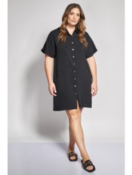 μακριά πουκαμίσα ανάγλυφη υφή washed - μαύρο
