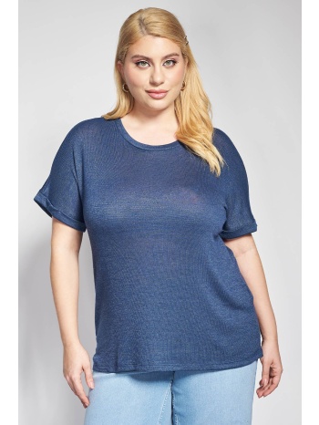 πλεκτό t-shirt κοντομάνικο vero moda - μπλε σε προσφορά