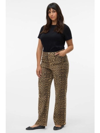 animal print τζιν παντελόνι wide-leg ψηλόμεσο vero moda 