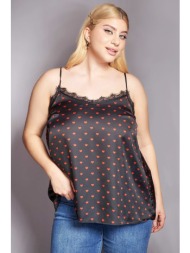 prbt lingerie τοπ σατινέ εμπριμέ με καρδούλες - μαύρο