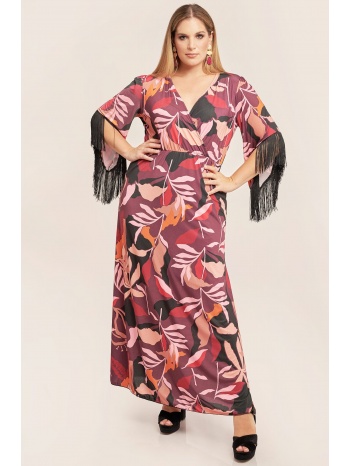 maxi φλοράλ φόρεμα με κρόσσια σε προσφορά
