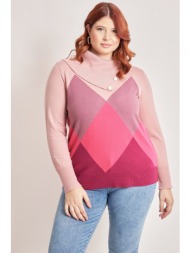 μπλούζα πλεκτή σε colourblock με διακόσμηση