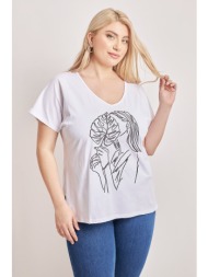 t-shirt βαμβακερό στάμπα κοπέλα