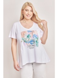 t-shirt βαμβακερό με tropical στάμπα eternal summer