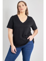 basic μπλούζα βαμβακερή γραμμή-α με v