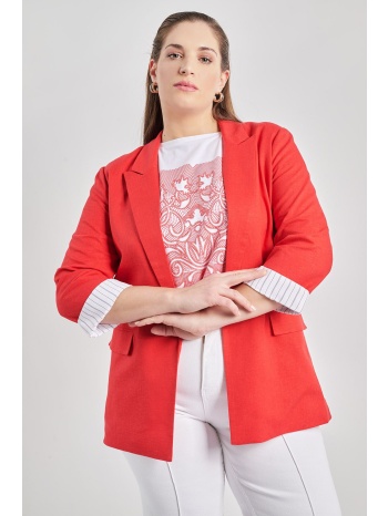 ανοιχτό μπλέιζερ σύμμεικτο λινό και ριγέ λεπτομέρεια σε προσφορά