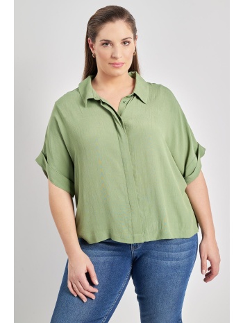 πουκάμισο βισκόζης boxy με ρεβέρ στα μανίκια σε προσφορά