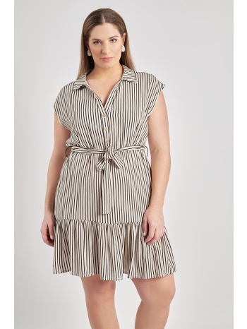 ριγέ φόρεμα μίνι με βολάν από βισκόζη σε προσφορά