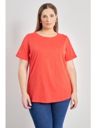 basic βαμβακερή μπλούζα κοντομάνικη με ρεβέρ