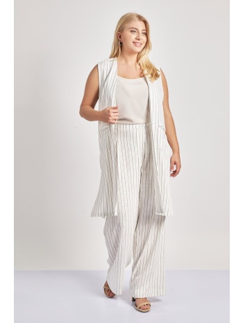 ριγέ παντελόνι σύμμεικτο λινό wide leg σε προσφορά