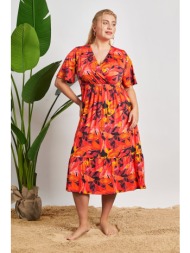 φόρεμα κρουαζέ ελαστικό εμπριμέ φλοράλ