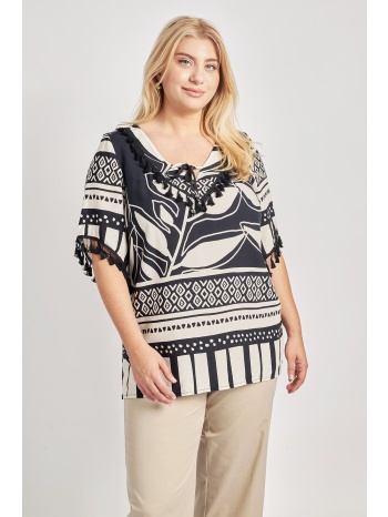 μπλούζα βισκόζη εμπριμέ boho σε προσφορά