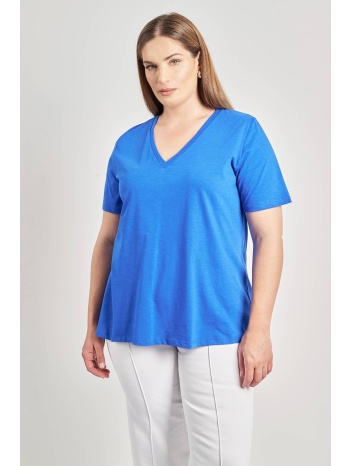 basic μπλούζα βαμβακερή γραμμή-α με v σε προσφορά