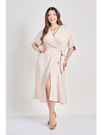 κρουαζέ αέρινο φόρεμα με ζώνη washed ανάγλυφο σε προσφορά