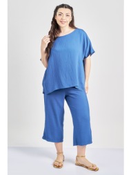 παντελόνα cropped όψη λινό