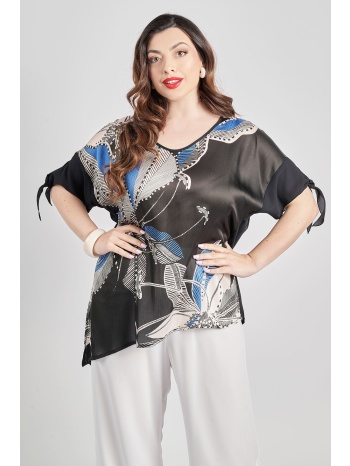 βραδινή μπλούζα σατέν εμπριμέ φλοράλ σε προσφορά