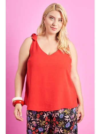 prbt αμάνικο τοπ όψη λινό με κόμπους στον ώμο σε προσφορά