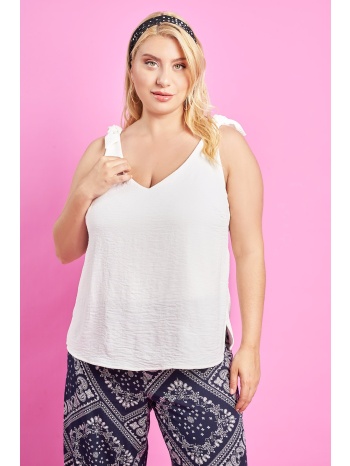 prbt αμάνικο τοπ όψη λινό με κόμπους στον ώμο σε προσφορά