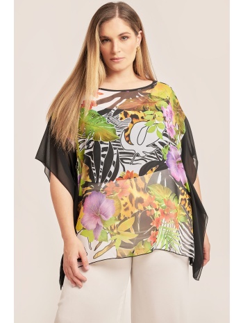 εμπριμέ μπλούζα ημιδιαφανής σε προσφορά