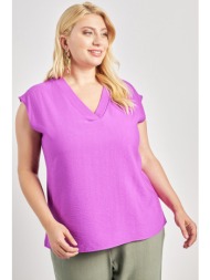 μπλούζα αμάνικη με v όψη λινό