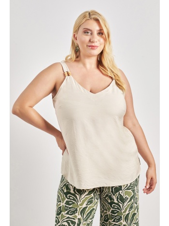 mπλούζα με τιράντες όψη λινό με χάντρες σε προσφορά