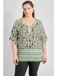 μπλούζα έθνικ εμπριμέ με μπορντούρα