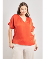 μπλούζα σατινέ με v