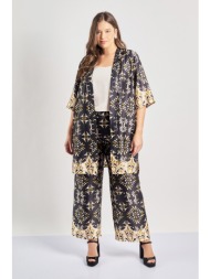 παντελόνα σε γεωμετρικό εμπριμέ σατινέ