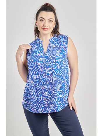 μπλούζα βισκόζη αμάνικη εμπριμέ botanical σε προσφορά