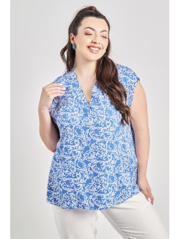 μπλούζα βισκόζη αμάνικη έθνικ εμπριμέ λαχούρια σε προσφορά