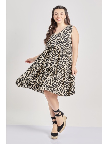 μίντι φόρεμα βισκόζη εμπριμέ animal print σε προσφορά