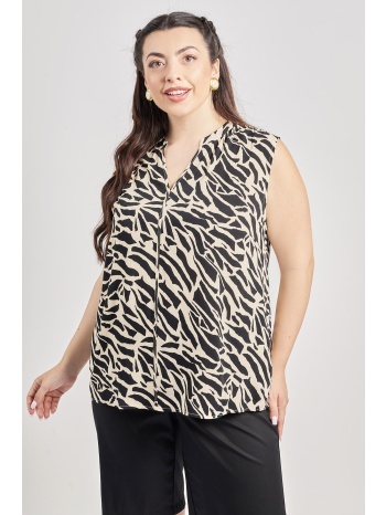 μπλούζα βισκόζη αμάνικη εμπριμέ animal print σε προσφορά