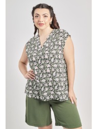 μπλούζα βισκόζη αμάνικη εμπριμέ φλοράλ