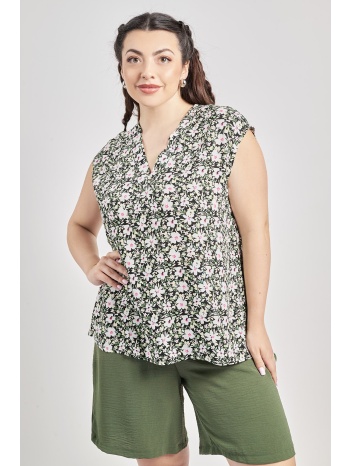 μπλούζα βισκόζη αμάνικη εμπριμέ φλοράλ σε προσφορά