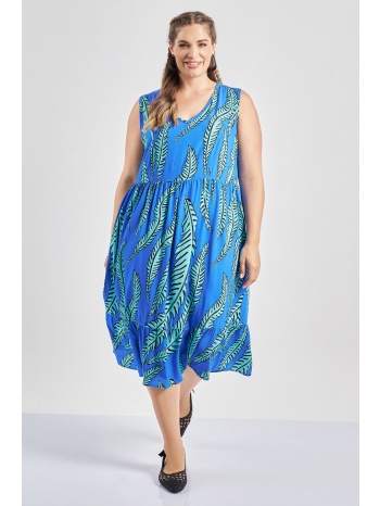 αμάνικο φόρεμα βισκόζη με βολάν σε εμπριμέ με φύλλα σε προσφορά