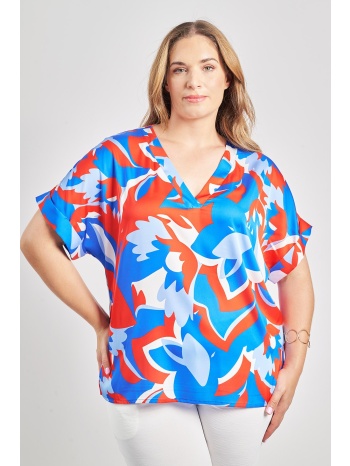 μπλούζα σατέν εμπριμέ φλοράλ άνετη γραμμή σε προσφορά